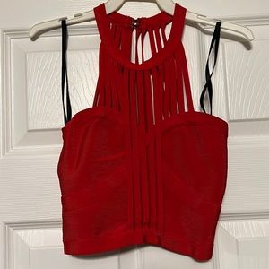 Bebe red strappy crop top size small